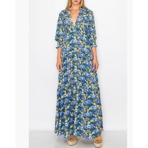Code x Mode Blue Floral Maxi Dress Nwt Small